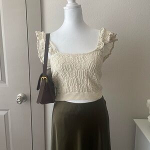 Anthropologie Cream Crop Top